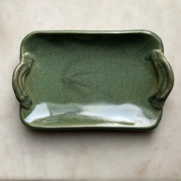 Studio Pottery Signed Tray Trinket Dish Soap Dish - Picture 1 of 7